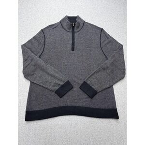 Vince Sweater Mens 2XL Gray Wool Cashmere Quarter Zip Birdseye Mock Neck Knit